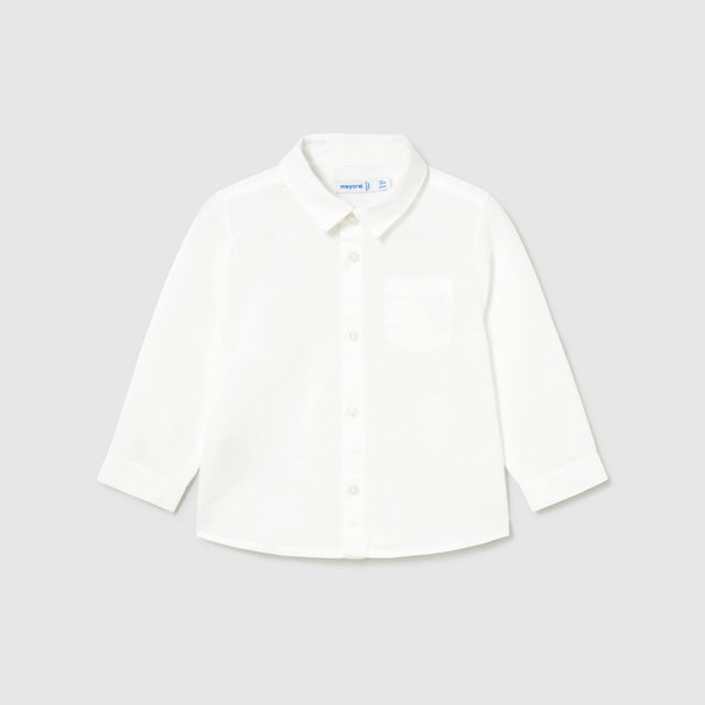 Camisa Lino ML Cuello V6 Blanco