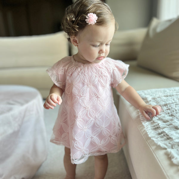 Vestido Tul Bordado V5 Rosa