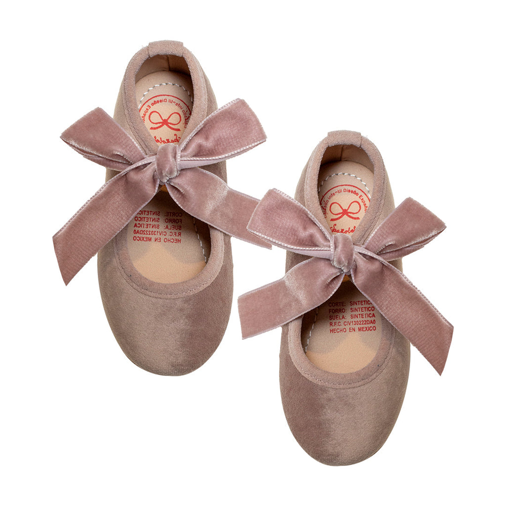 Zapato Liston Terciopelo Rosa Nude