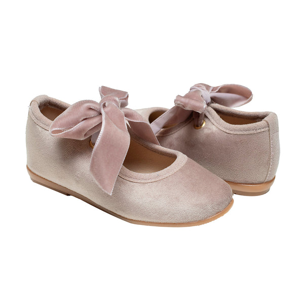Zapato Liston Terciopelo Rosa Nude