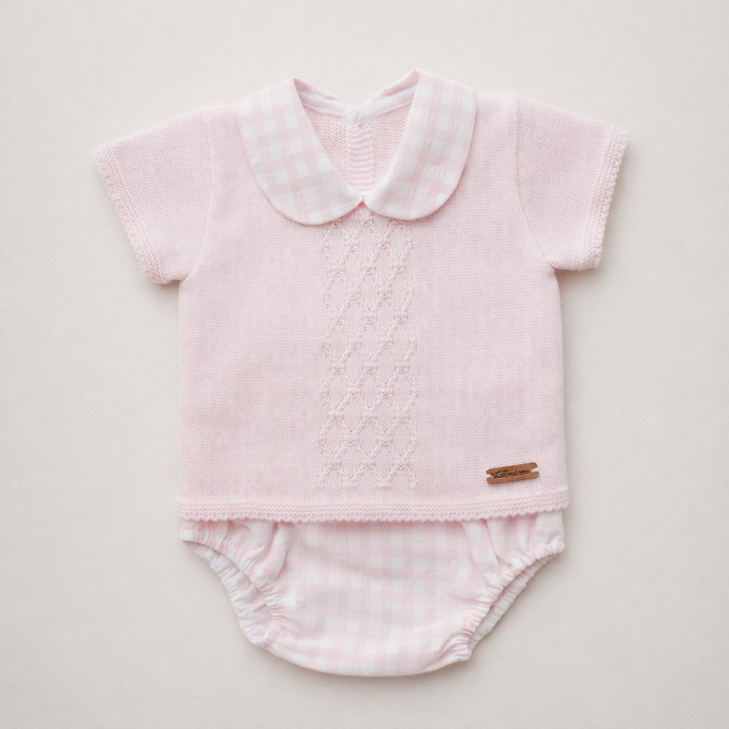 Conjunto Rombos Vichy V5 Rosa