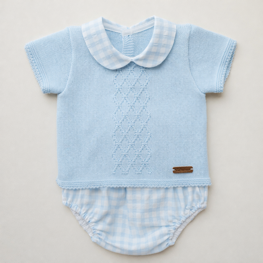 Conjunto Rombos Vichy V5 Celeste