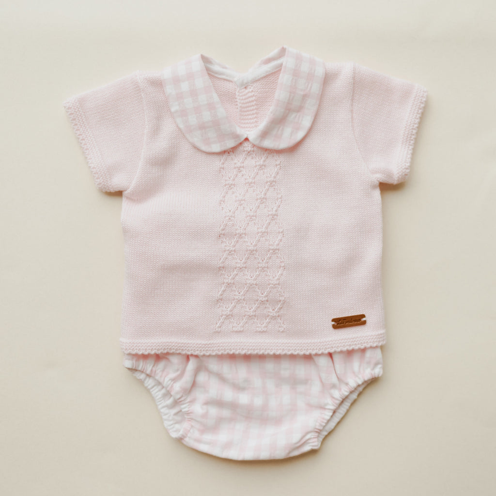 Conjunto Rombos Vichy V5 Rosa