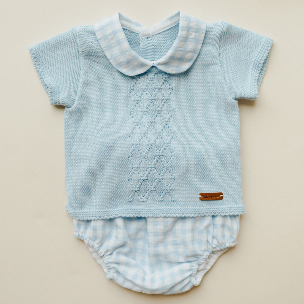 Conjunto Rombos Vichy V5 Celeste