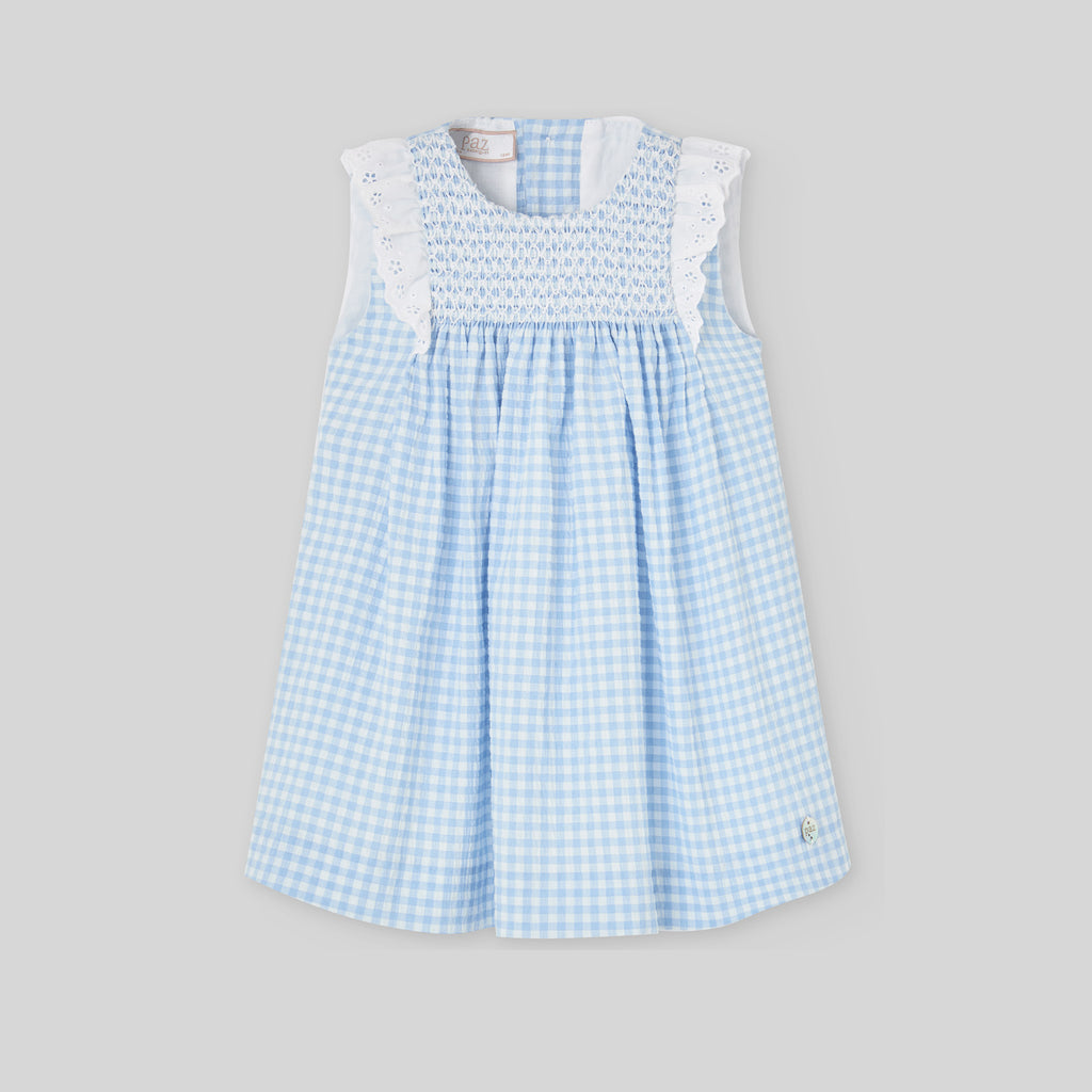 Vestido Cuadros V6 Nido de Abeja Azul