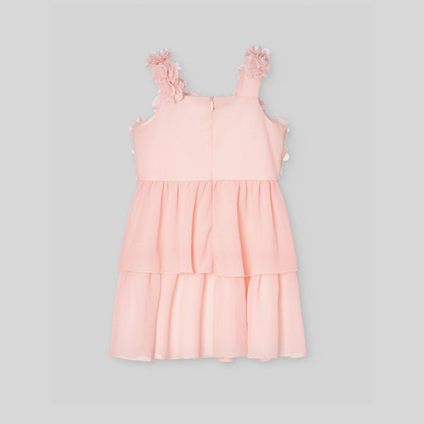 Vestido Gasa Plisada V5 Rosa