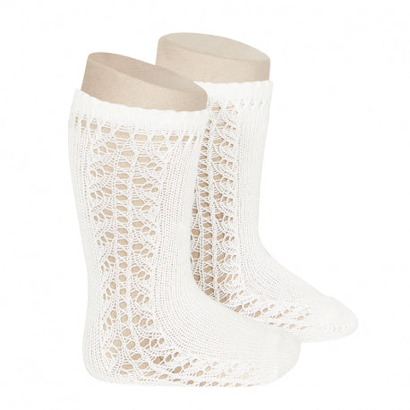 Calcetines Altos Algodon Con Calado Lateral Nata