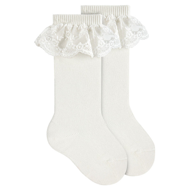 Calcetines Altos Con Puntilla Bolillo Nata