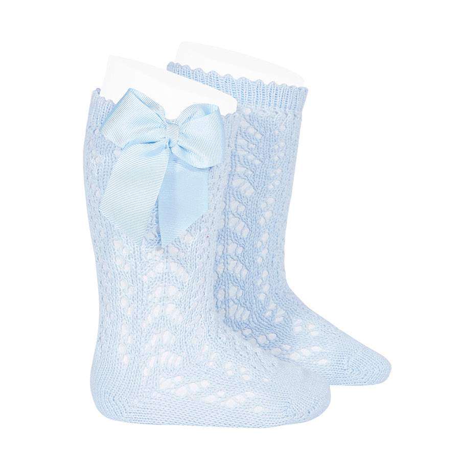 Calcetines Altos Perle Calado Azul Bebe