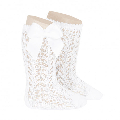Calcetines Altos Perle Calado Blanco